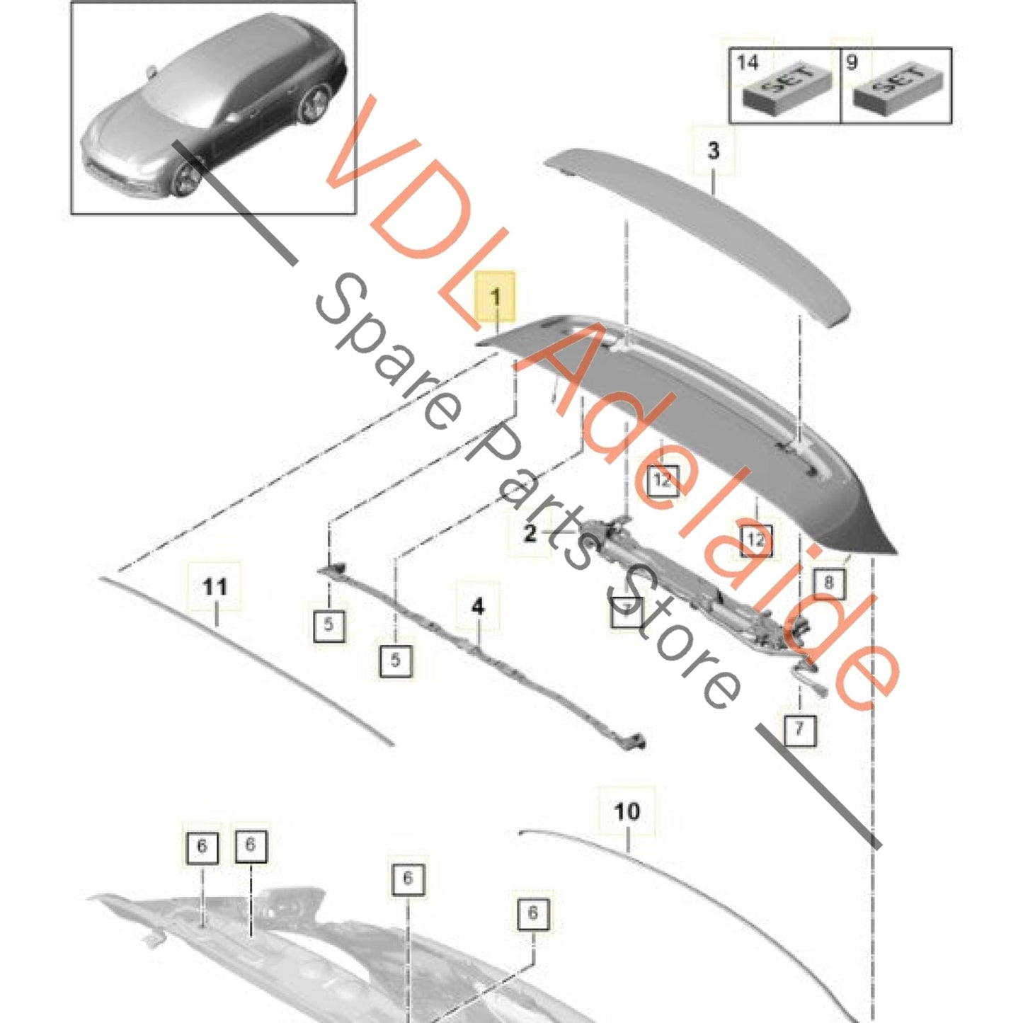974827934CY   Porsche Panamera Turismo Rear Spoiler Gloss Black 974827934CY