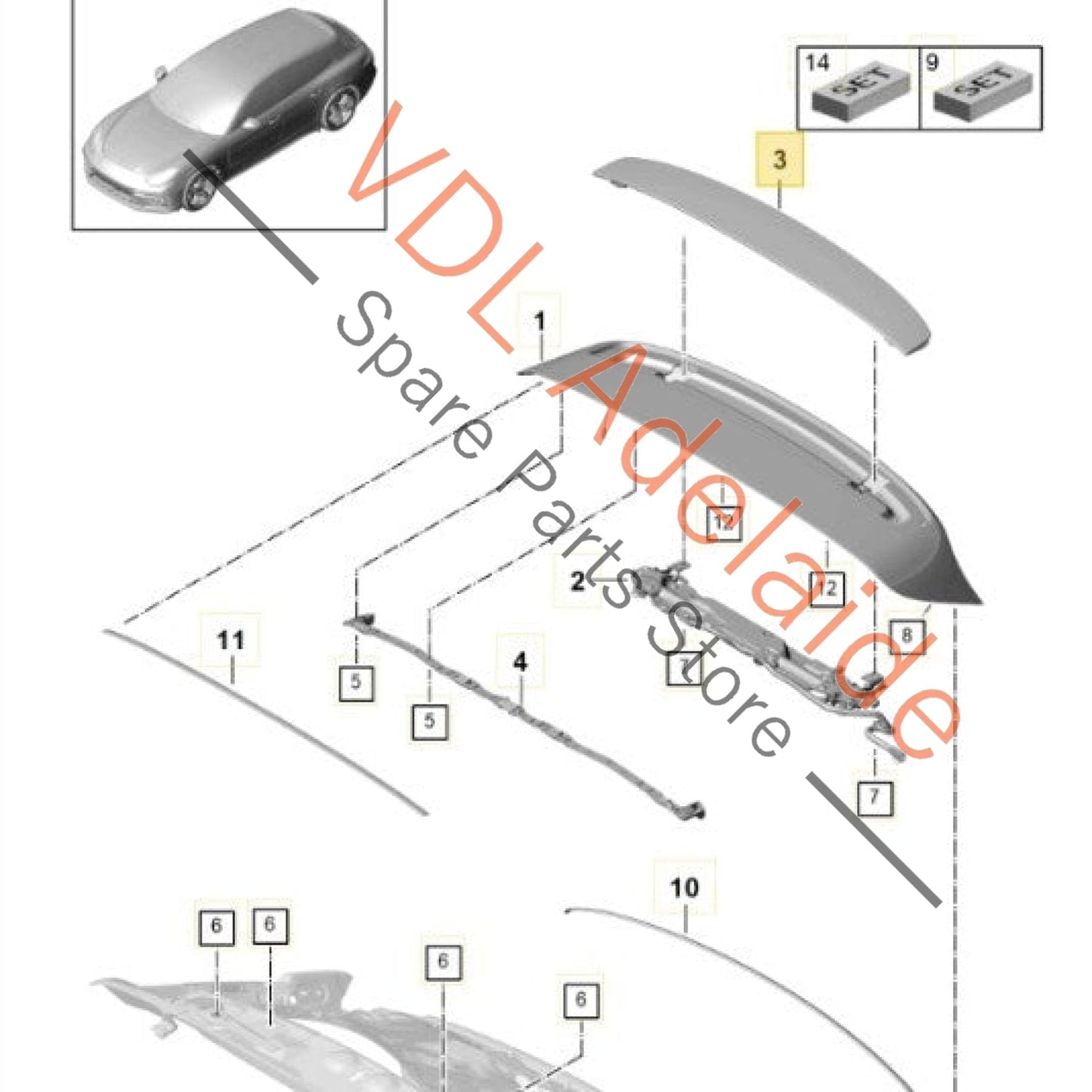 974827847CY   Porsche Panamera Turismo Rear Spoiler Gloss Black 974827847CY