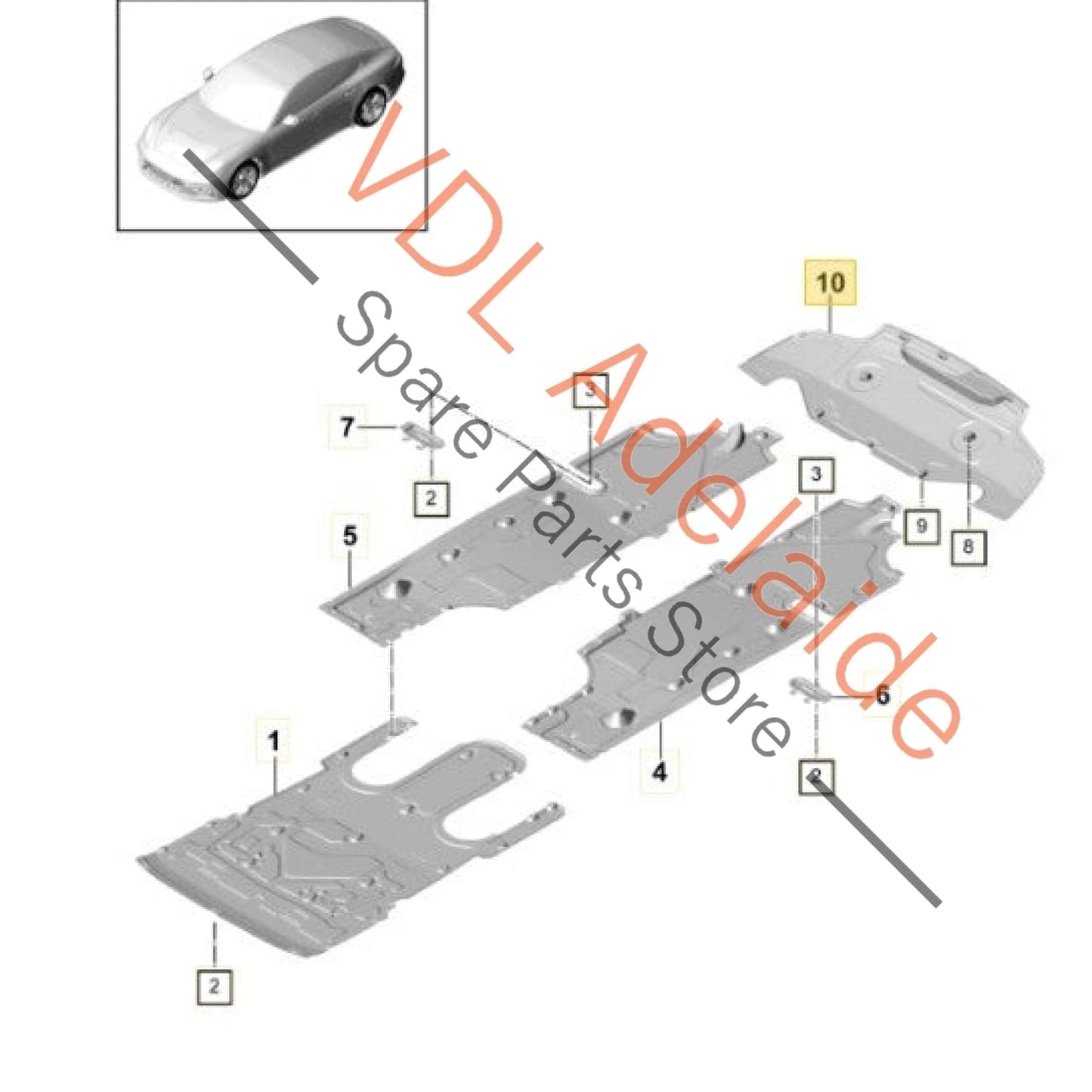 971825505   Porsche Panamera 971 Rear Underbody Bumper Trim Cover Stone Guard 971825505