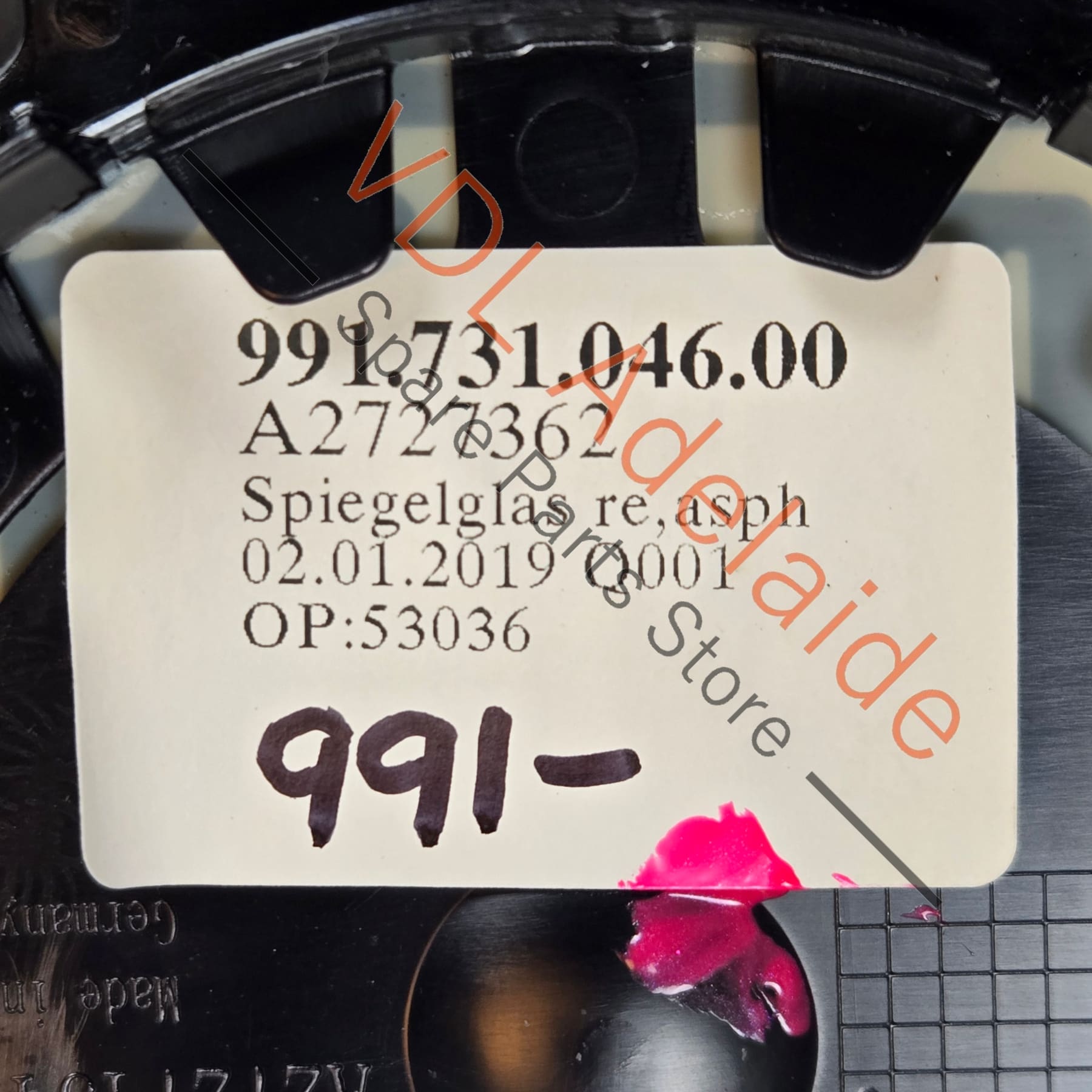 99173104600     Right Door mirror glass Porsche 991.1 991.2 RHD 99173104600