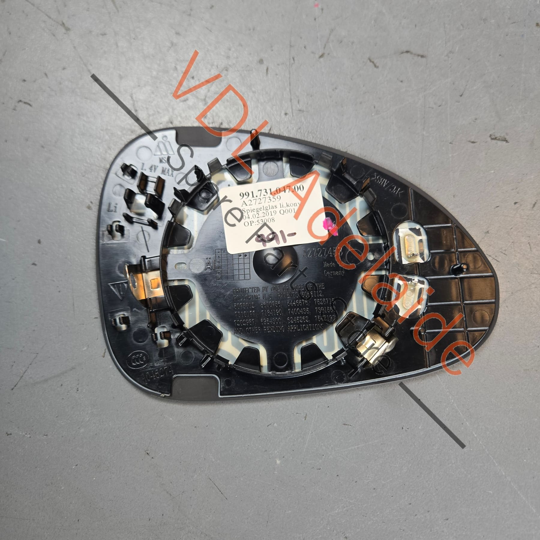 99173104700     Left Door mirror glass Porsche 991.1 991.2 RHD 99173104700 Convex