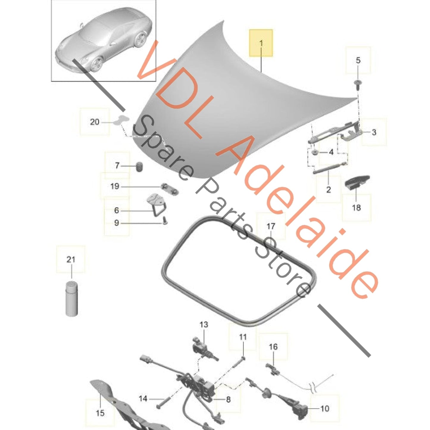 99151101103     Porsche 911 991.1 991.2 Bonnet Hood Panel Genuine OEM Aluminium 99151101103