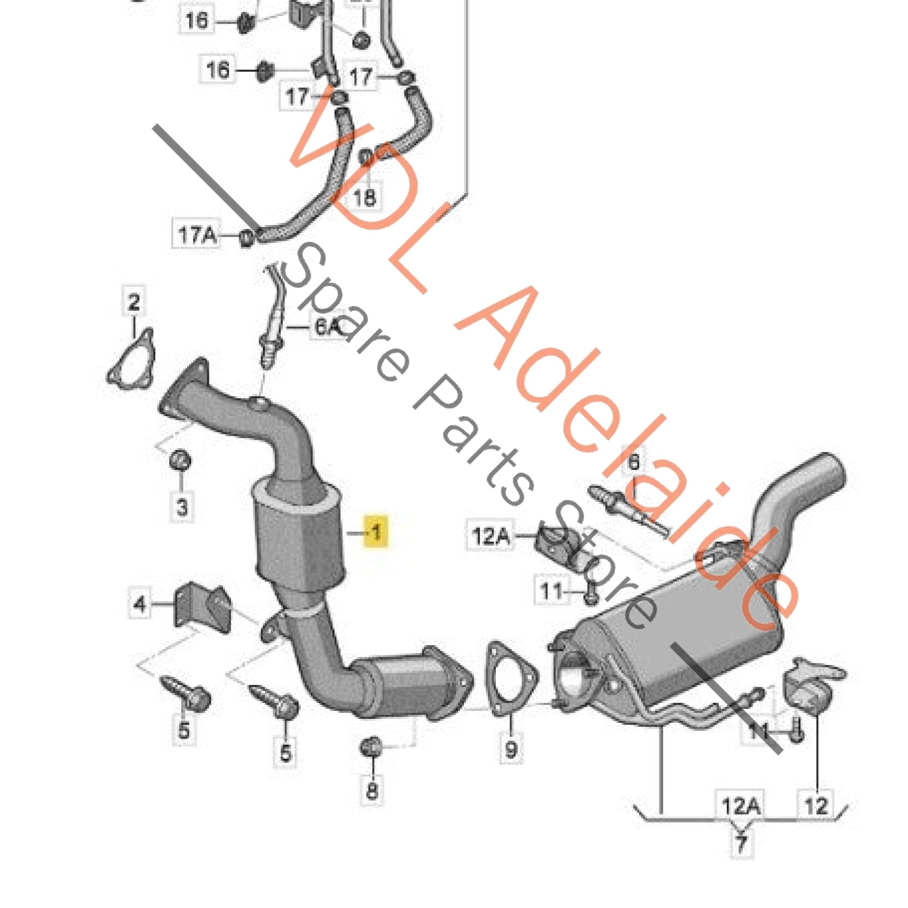 7L8254301X     VW Touareg 7P 2011-2017 Exhaust Down Pipe with Catalyst Catalytic Converter 7L8254301X CJGA, CJGC, CJMA, CRCA