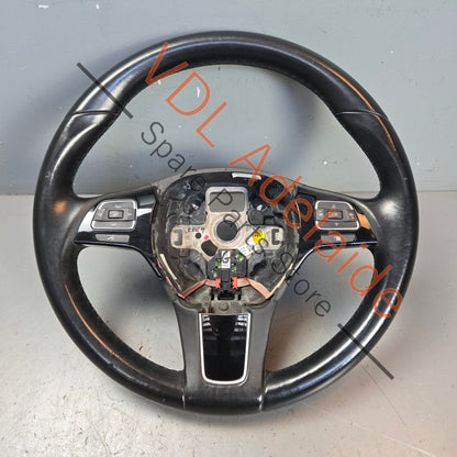 7P6419091NGB   VW Touareg 7P Steering Wheel Black Leather 7P6419091 NGB Including switches 155xxxkm