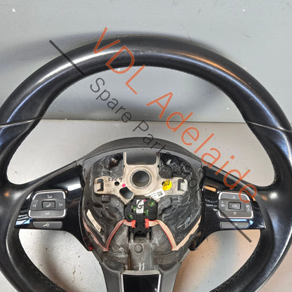 7P6419091NGB   VW Touareg 7P Steering Wheel Black Leather 7P6419091 NGB Including switches 155xxxkm