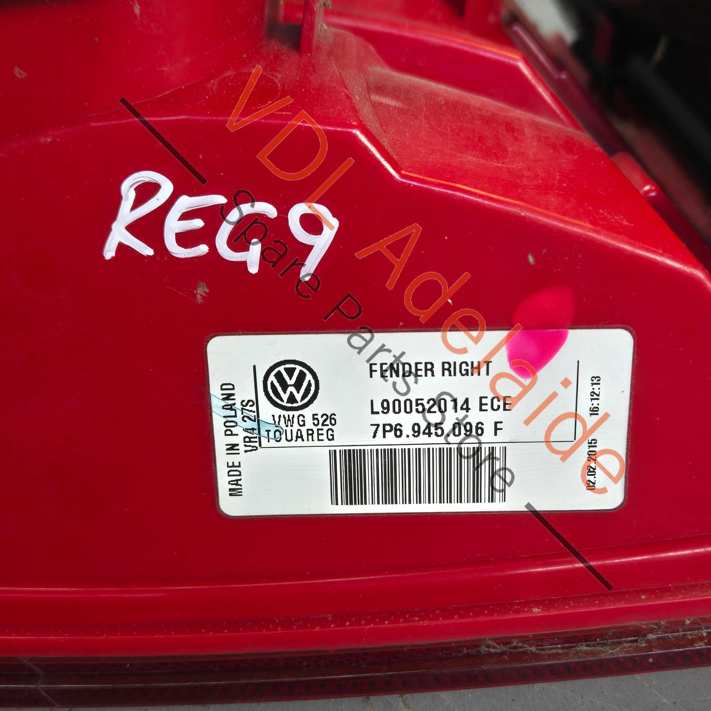 7P6945096F   VW Touareg 7P Rear Right Fender Tail Light Taillight 7P6945096F