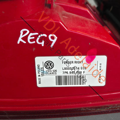 7P6945096F   VW Touareg 7P Rear Right Fender Tail Light Taillight 7P6945096F