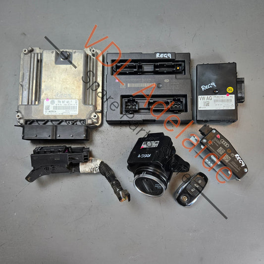 7P0907401F   VW Touareg 7P CRCA V6 ECU & Key Set incl Steering Lock & BCM2 7P0907401F 7P1907401D 7P6907530J 4H0907064EM