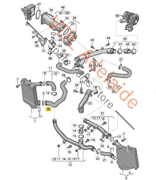 7P0145738B   VW Touareg 7P Right Side Intercooler Hose Pipe 7P0145738B