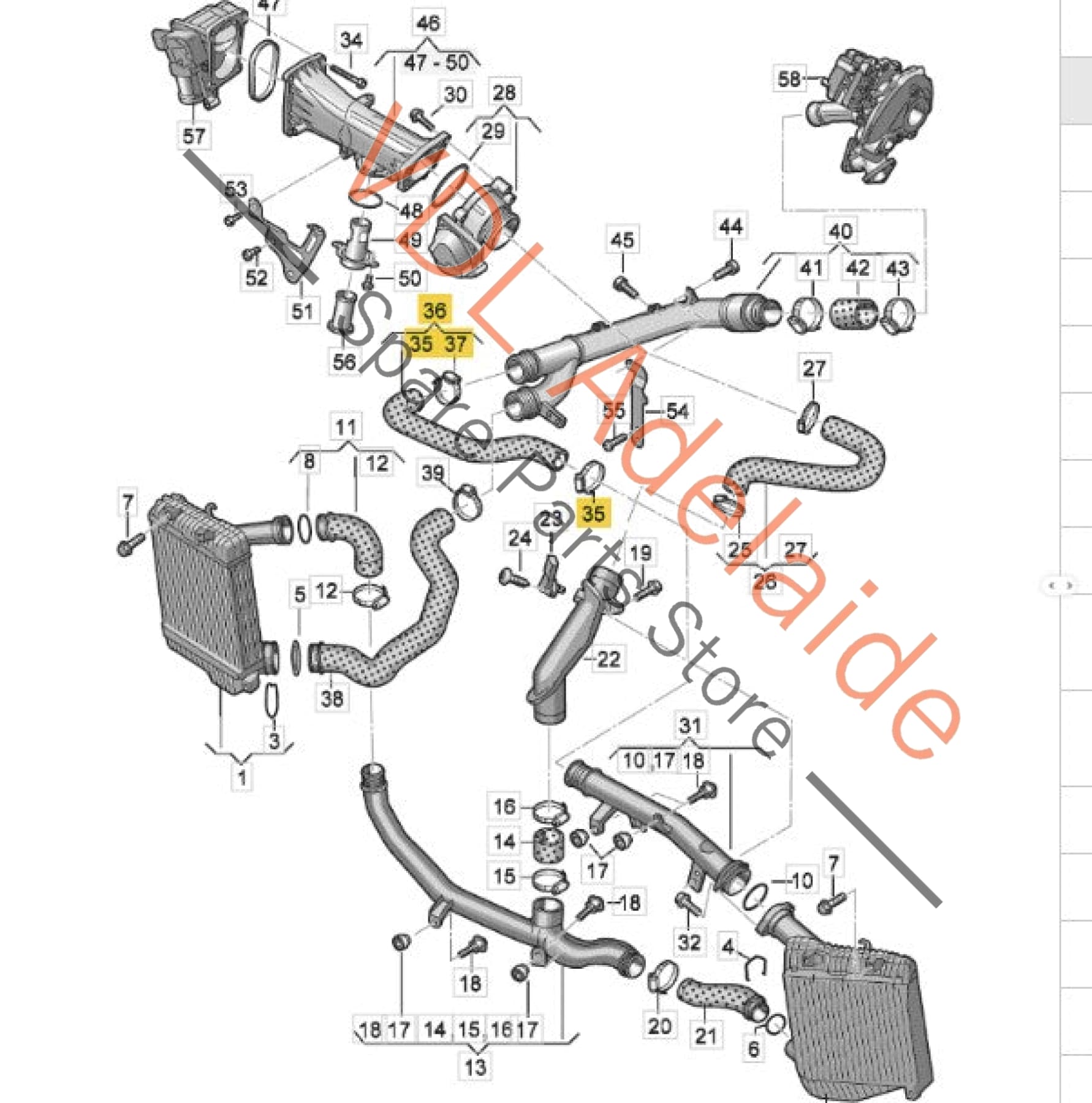 7P0145737D   VW Touareg 7P Left Side Intercooler Hose Pipe 7P0145737D