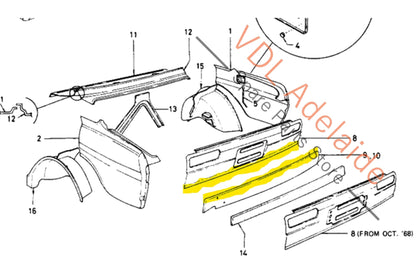 Datsun 1600 510 Boot Floor Seam Behind Rear Bumper Weatherstrip Rubber Trim