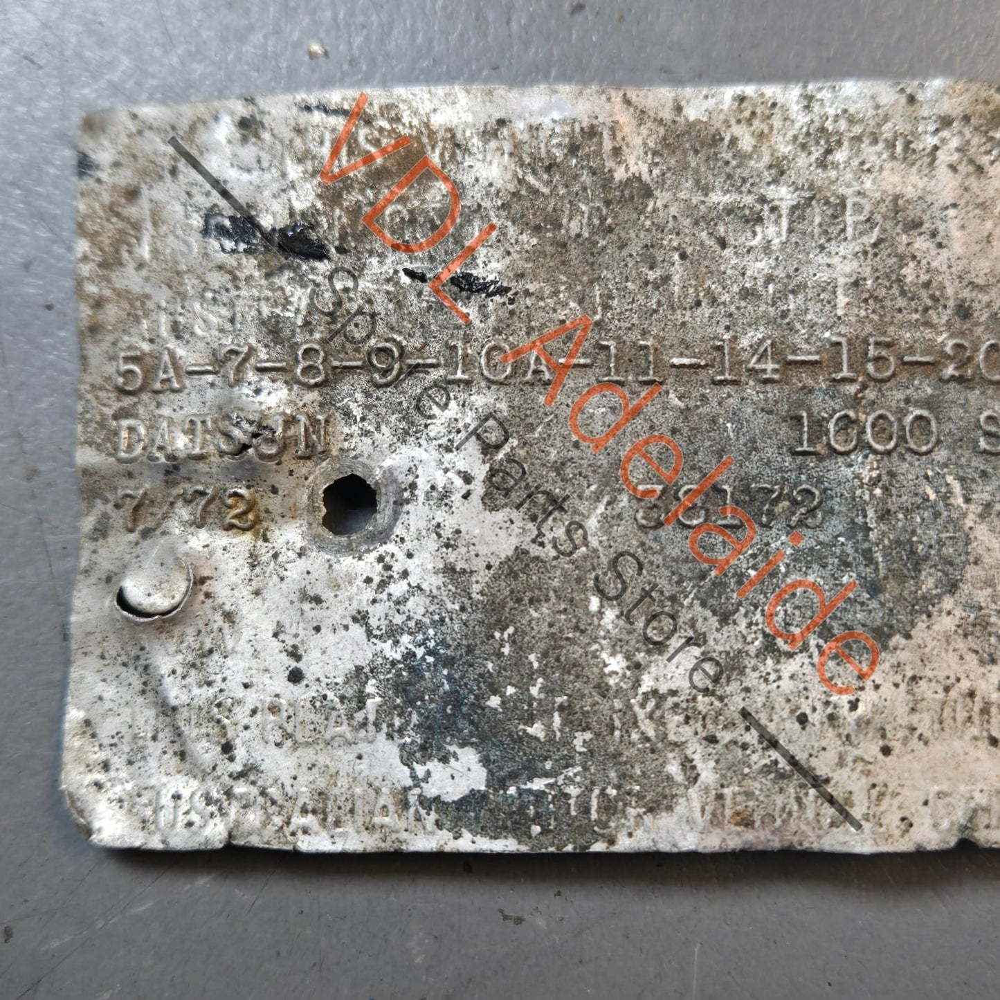 Datsun 1600 Sedan Australian Delivered Compliance Tag Nostalgic value only, not for registration #31872