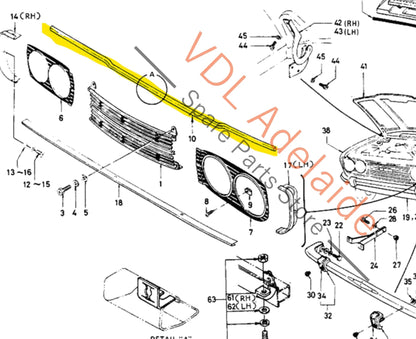 Datsun 1600 510 1968-1972 Bonnet Chrome Molding Trim Front Grill Upper