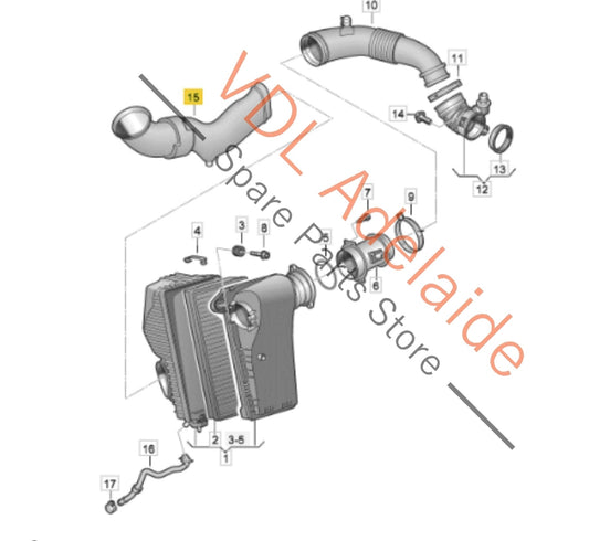 7P6129609A VW Touareg 7P Air Duct Intake Pipe before Air Filter 7P6129609A