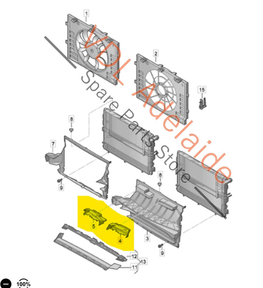 7P6121395 VW Touareg 7P Air Duct Set Above Radiator 7P6121395 7P6121396
