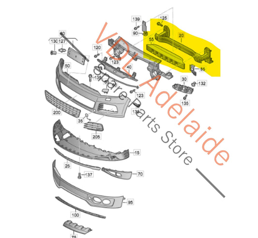 7P0807109D VW Touareg 7P Front Bumper Reo Reinforcement with Pedestrian Impact Foam 7P0807109D