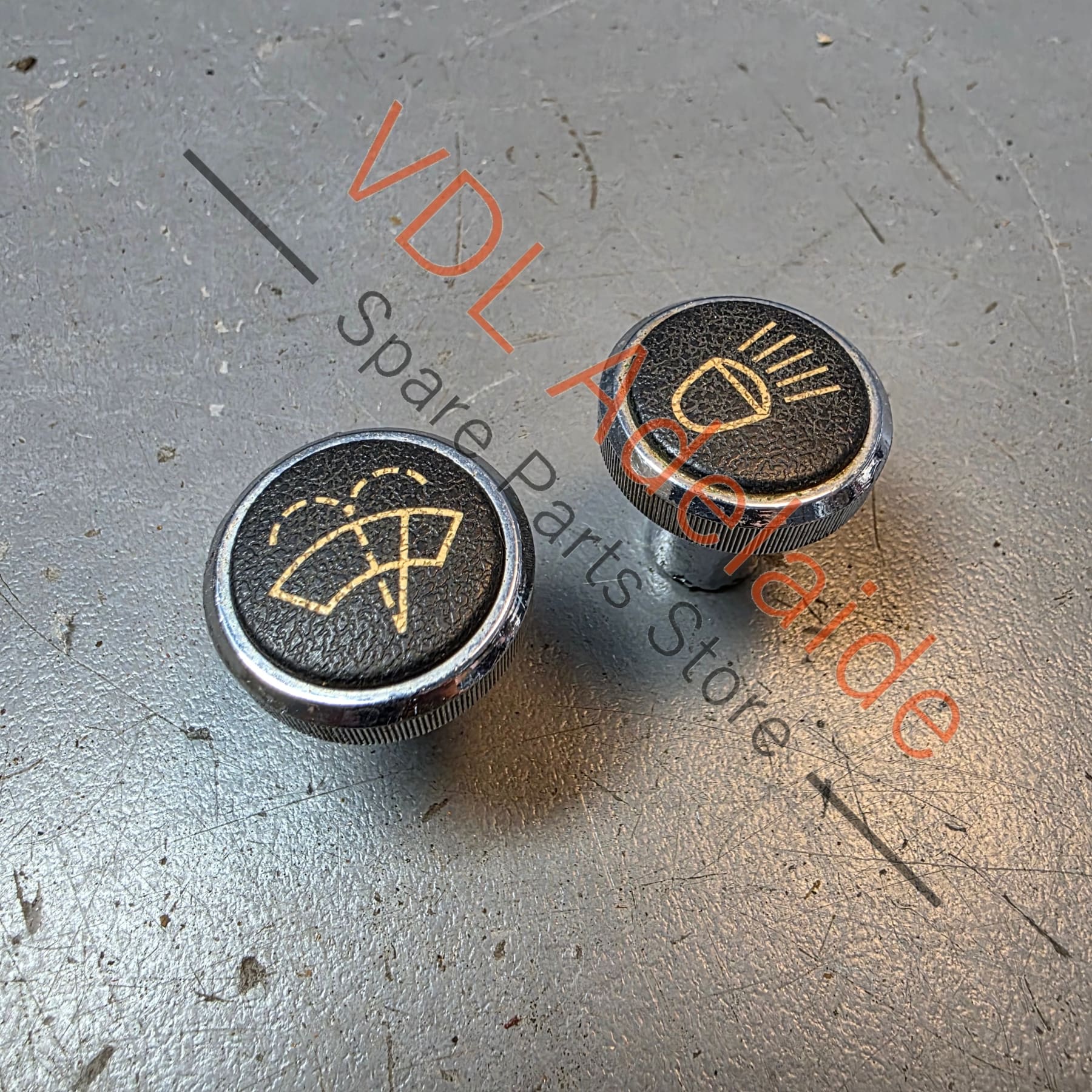 Datsun or Toyota Headlight & Wiper Control Switch Knob set Chrome