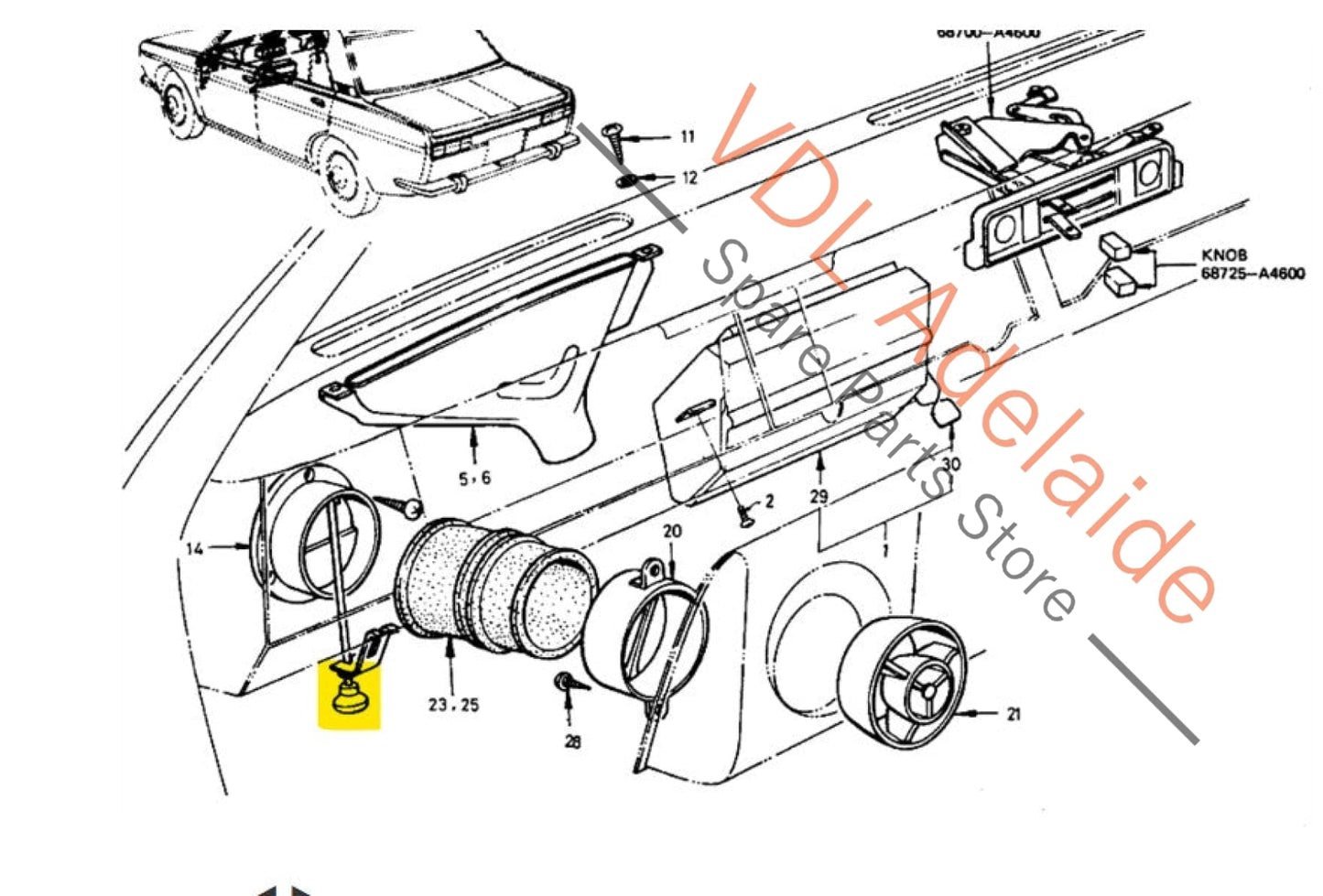 Datsun 1600 510 Original Air Vent Control Button Knob Pull (sold per each)