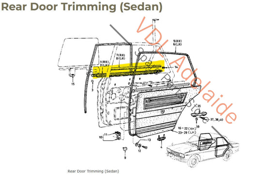Datsun 1600 510 Rear Left Door Chrome Aperture Trim Stainless 82821-N1600 #01