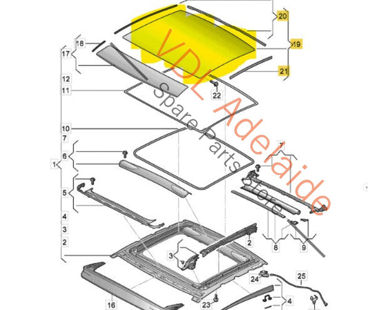 8W6877056 8W6877056C   Audi A5 S5 RS5 F5 Panoramic Roof Glass  8W6877056 / C
