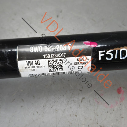 8W0501203F    Audi A4 S4 RS4 Quattro Rear Axle Driveshaft CV 8W0501203E