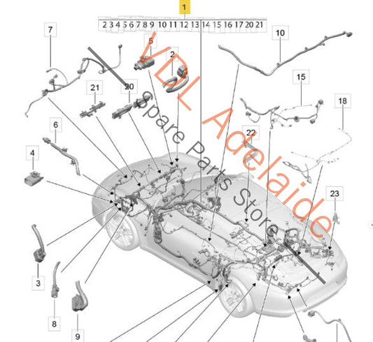 99161290100    Porsche 991.1 Carerra S 2012 Complete Body Wiring Harness 99161290100