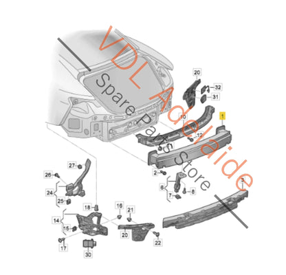 9J1803184C Audi Etron Porsche Taycan Rear Bumper Reinforcement Bar 9J1803184C