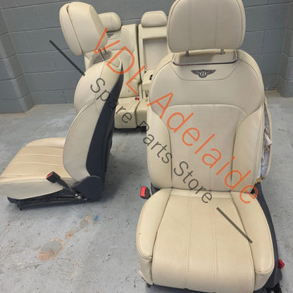    Bentley Bentayga Set of Cream Leather Seats 'Linen' with Contrast Stitching Logo