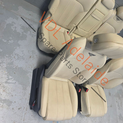    Bentley Bentayga Set of Cream Leather Seats 'Linen' with Contrast Stitching Logo
