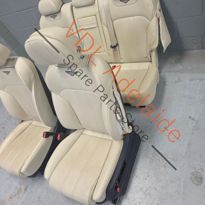    Bentley Bentayga Set of Cream Leather Seats 'Linen' with Contrast Stitching Logo