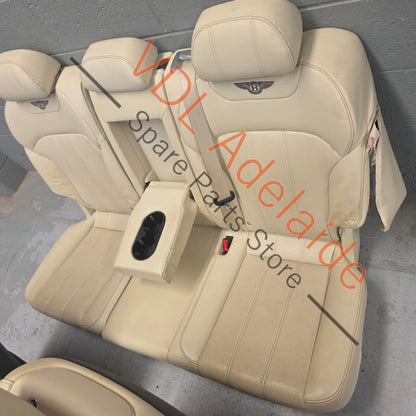    Bentley Bentayga Set of Cream Leather Seats 'Linen' with Contrast Stitching Logo