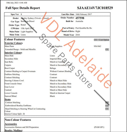 36A857141B51V 36A857141B  Bentley Bentayga Set of Interior Roof Handles Leather Hide colour Linen 36A857141B 51V