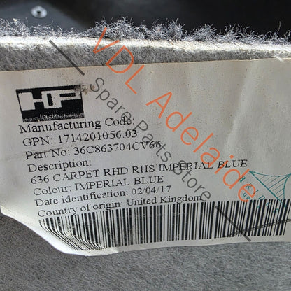 36C863704GV66   Bentley Bentayga Set of Floor Carpets Imperial Blue for RHD models 36C863704G V66