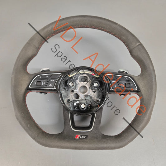 8W0419091GJNTW 8W0419091EFNTW  Audi RS5 F5 B9 Flat Bottom Alcantera w Red Stitch Steering Wheel 8W0419091GJ NTW