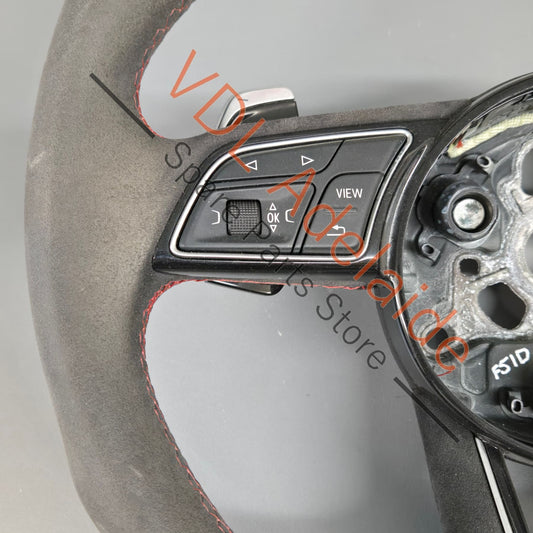 8W0419091GJNTW 8W0419091EFNTW  Audi RS5 F5 B9 Flat Bottom Alcantera w Red Stitch Steering Wheel 8W0419091GJ NTW