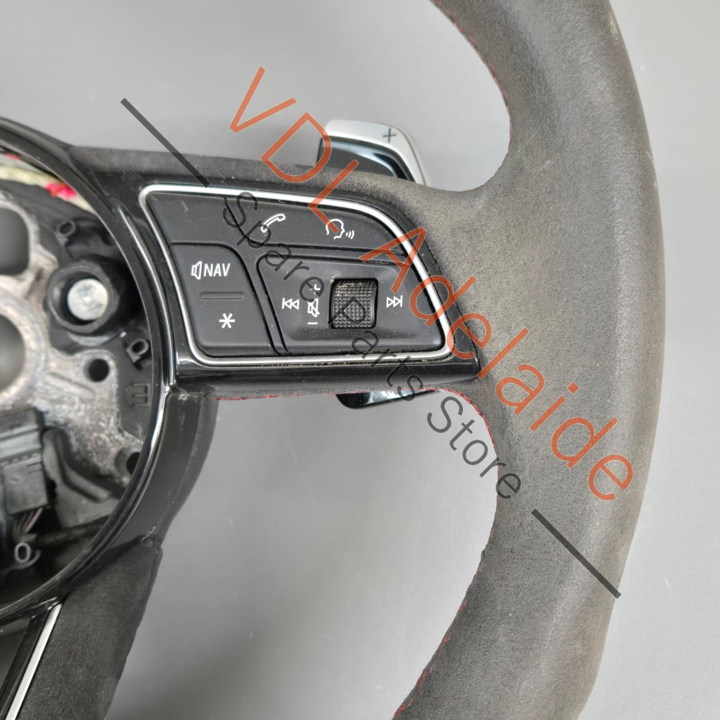 8W0419091GJNTW 8W0419091EFNTW  Audi RS5 F5 B9 Flat Bottom Alcantera w Red Stitch Steering Wheel 8W0419091GJ NTW
