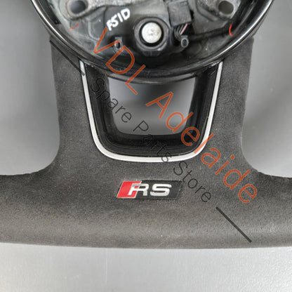 8W0419091GJNTW 8W0419091EFNTW  Audi RS5 F5 B9 Flat Bottom Alcantera w Red Stitch Steering Wheel 8W0419091GJ NTW