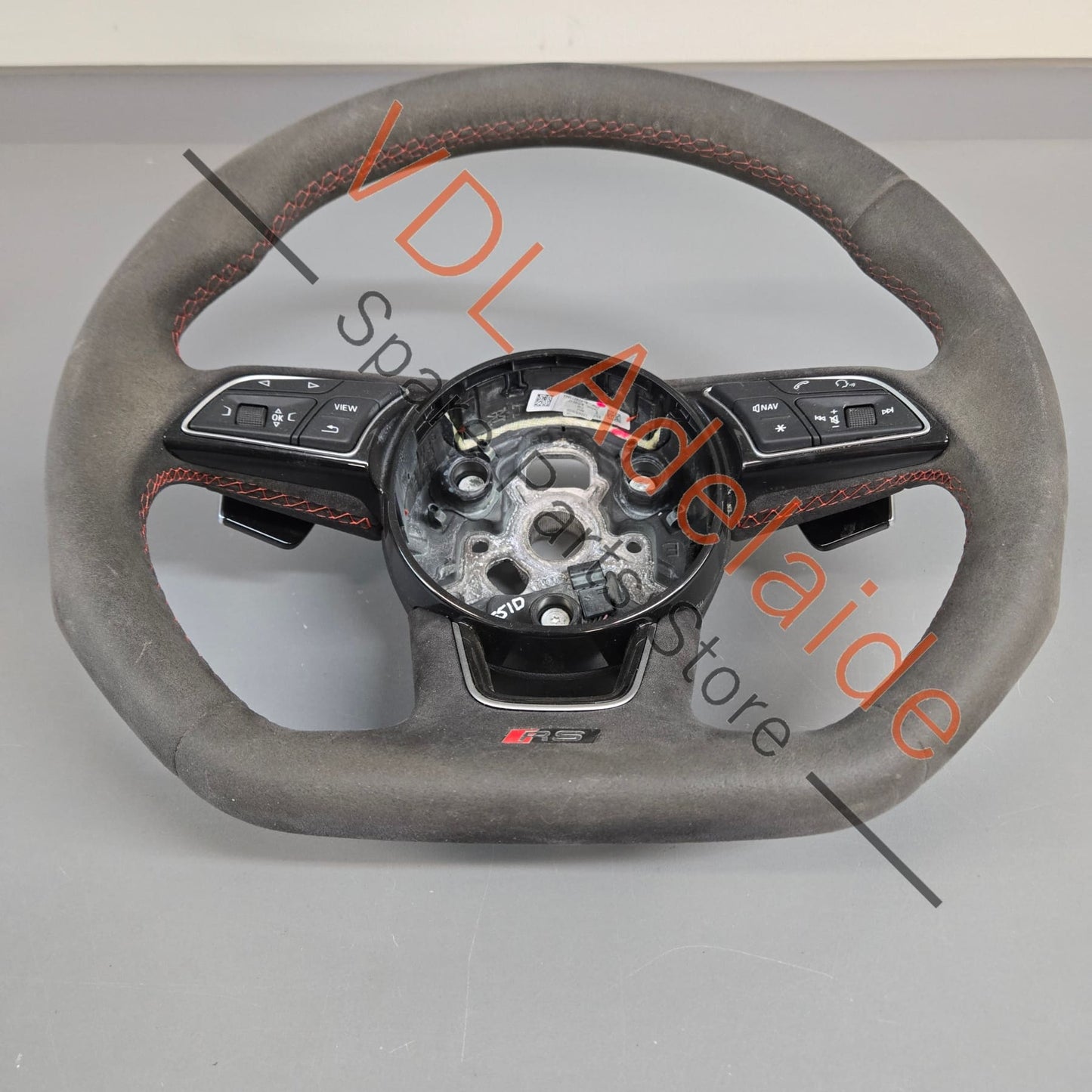 8W0419091GJNTW 8W0419091EFNTW  Audi RS5 F5 B9 Flat Bottom Alcantera w Red Stitch Steering Wheel 8W0419091GJ NTW