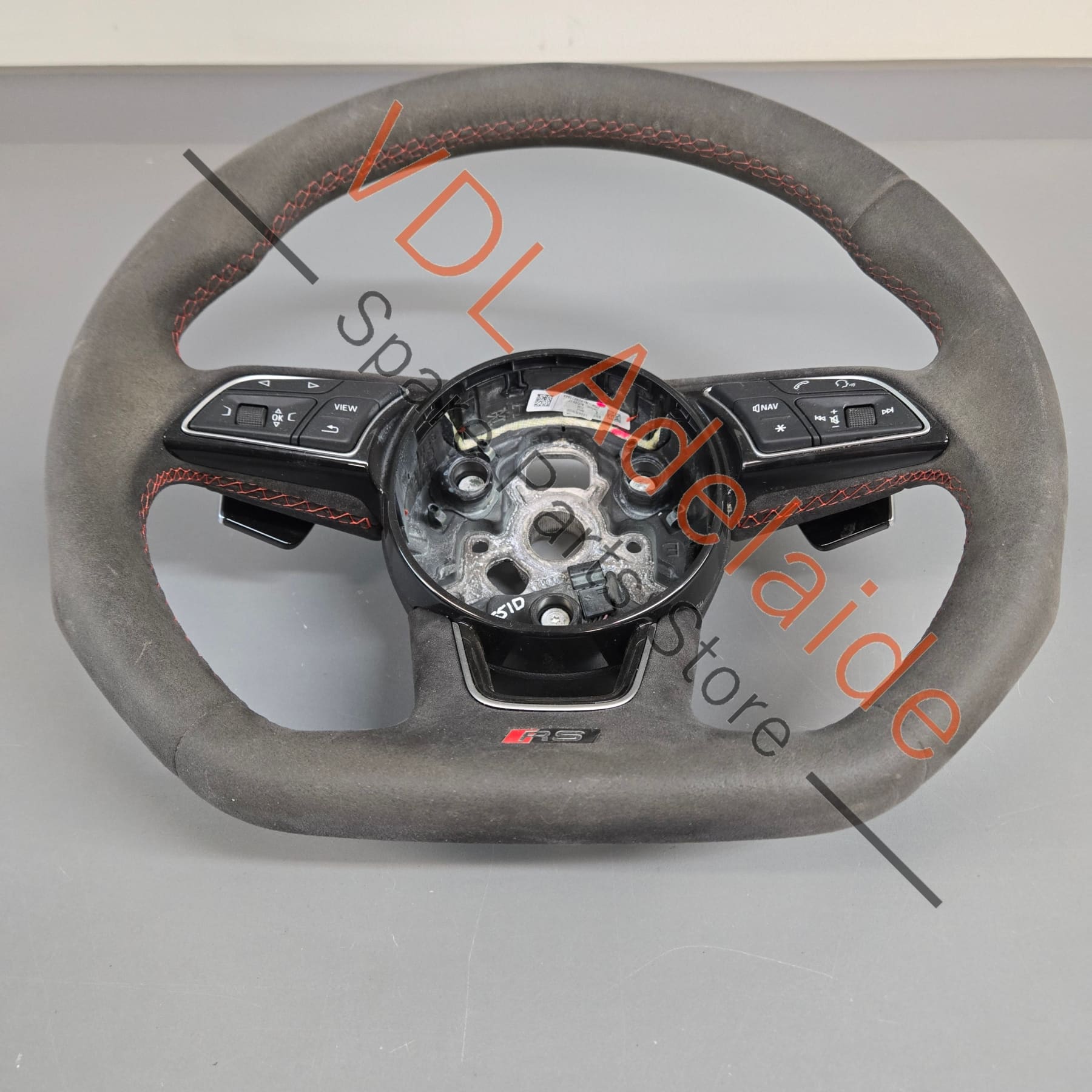 8W0419091GJNTW 8W0419091EFNTW  Audi RS5 F5 B9 Flat Bottom Alcantera w Red Stitch Steering Wheel 8W0419091GJ NTW