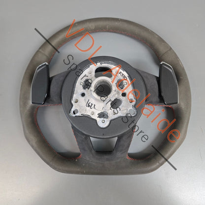 8W0419091GJNTW 8W0419091EFNTW  Audi RS5 F5 B9 Flat Bottom Alcantera w Red Stitch Steering Wheel 8W0419091GJ NTW