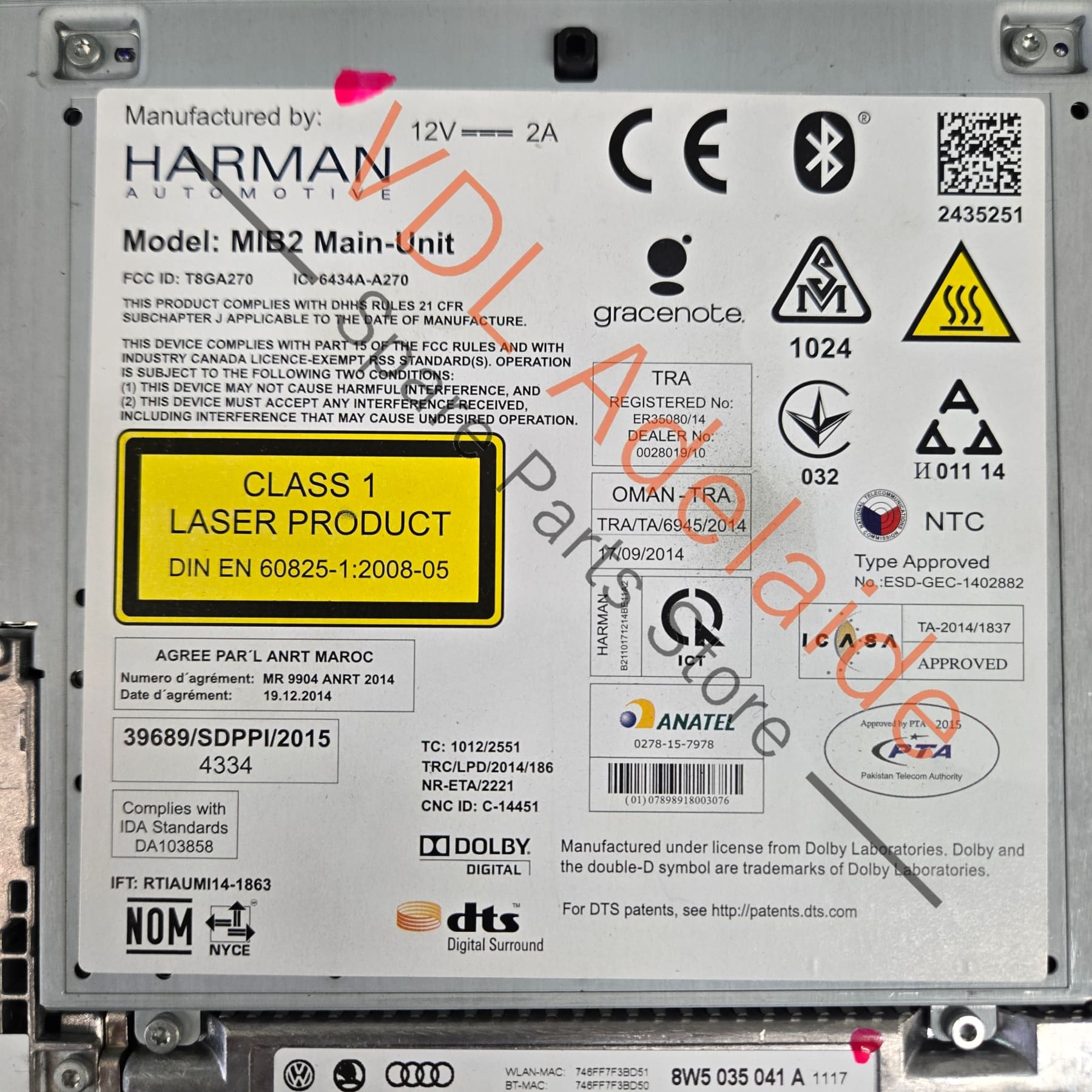 8W5035041A   Audi RS5 B9 MIB2 High Central Computer MIB Main Unit For Nav Multimedia 8W5035041A