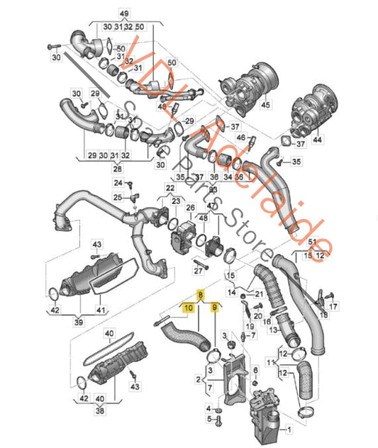 8W0145555A 8W0145555  Audi RS4 RS5 2.9 B9 Intercooler Intake Pipe 8W0145555A