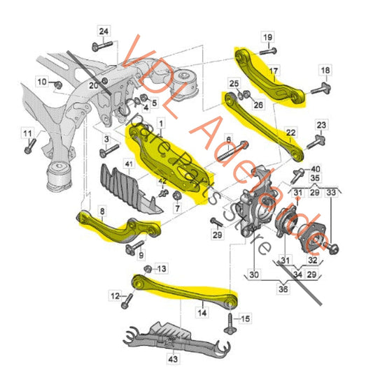 4M0505292D 8W0501530D 8W0505398F  Audi RS4 RS5 B9 Rear Suspension Control Arm Set Right RHS 8W0505311H 8W0505324F 4M0505292D 8W0501530D 8W0505398F