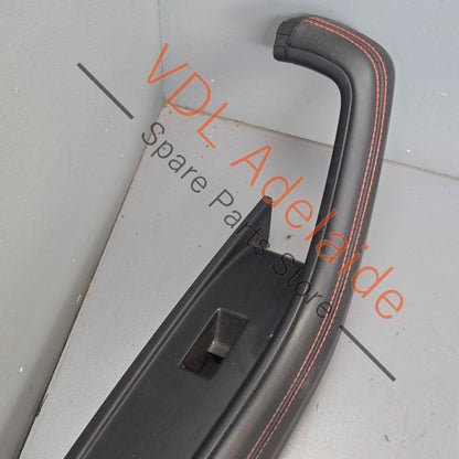 8W6867173BMCB 8W6867174BMCB   Audi RS5 B9 Interior Door Handle Trim Set Black Leather Red Stitch 8W6867174B MCB 8W6867173B MCB