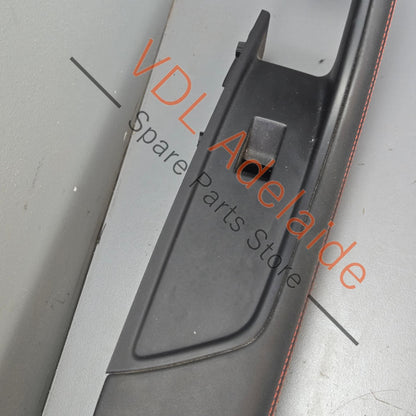 8W6867173BMCB 8W6867174BMCB   Audi RS5 B9 Interior Door Handle Trim Set Black Leather Red Stitch 8W6867174B MCB 8W6867173B MCB