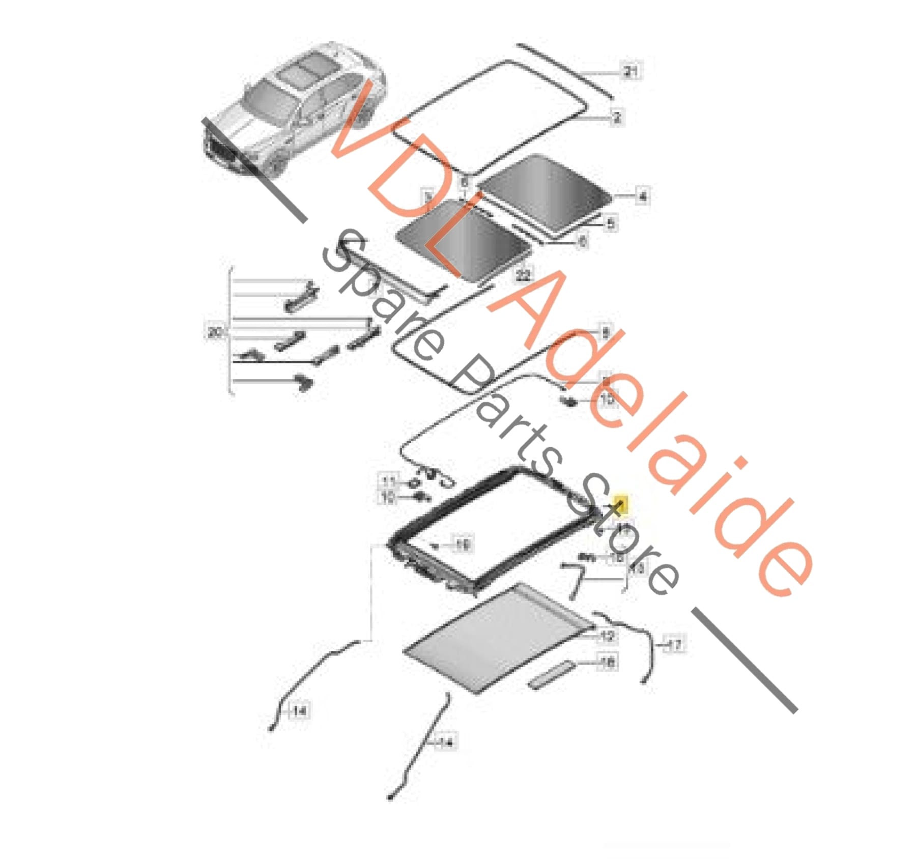 4M0877049E    Audi Q7 Touareg CR Bentley Bentayga Panoramic Roof Frame with Sliding rails 4M0877049E