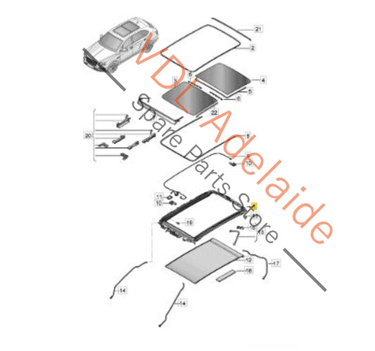 4M0877049E    Audi Q7 Touareg CR Bentley Bentayga Panoramic Roof Frame with Sliding rails 4M0877049E