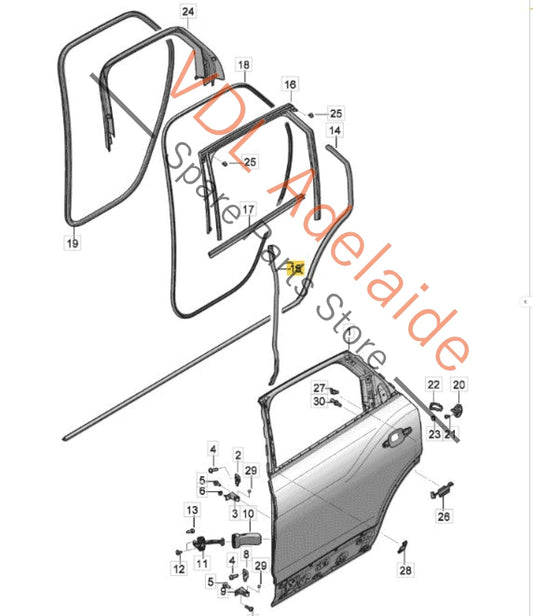 36A839717 36A839717B  Bentley Bentayga Rear Left Door Seal Inner Gasket 36A839717