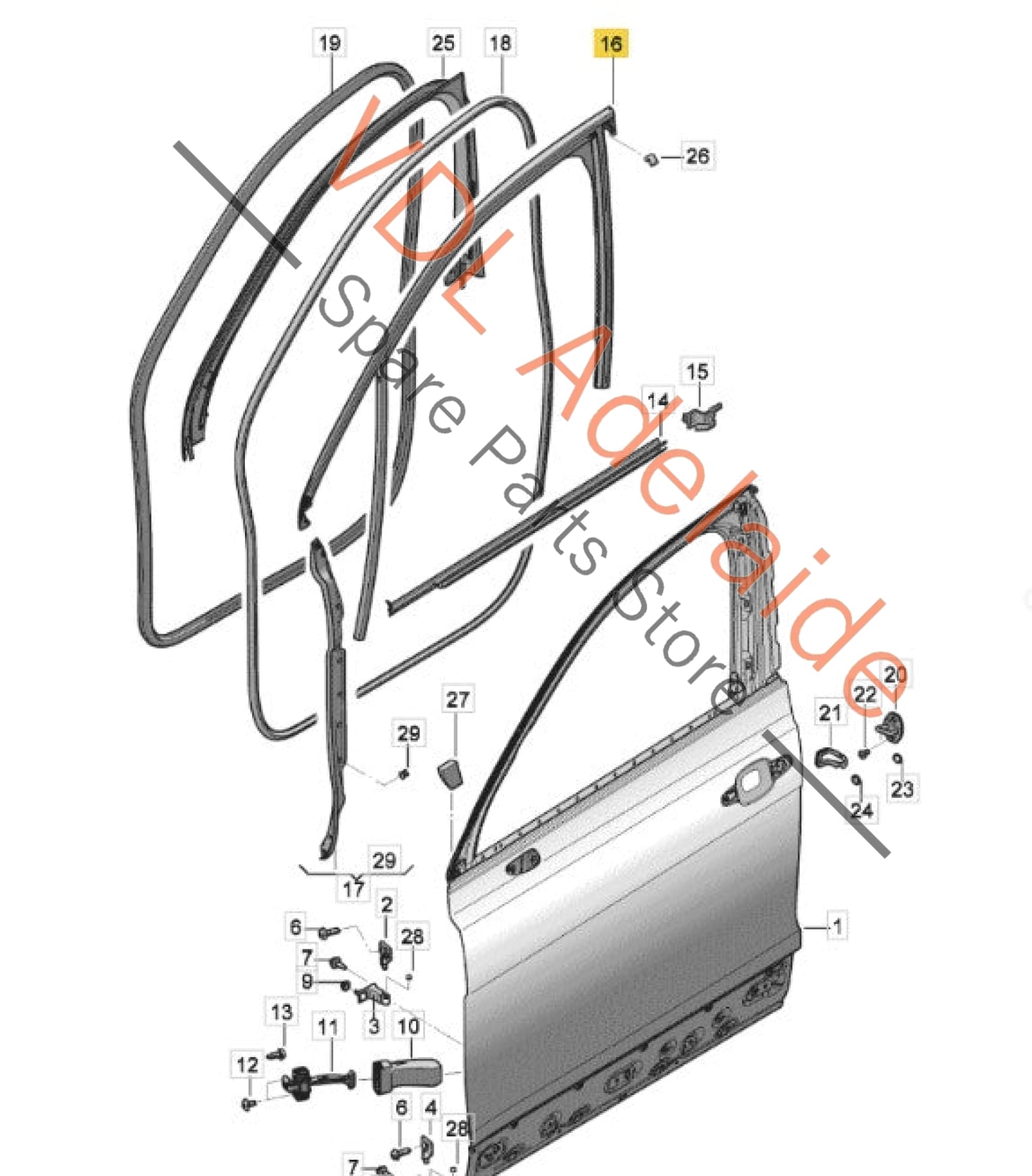 36A837432A   Bentley Bentayga 4V Front Right Window Seal Gasket Rubber 36A837432A