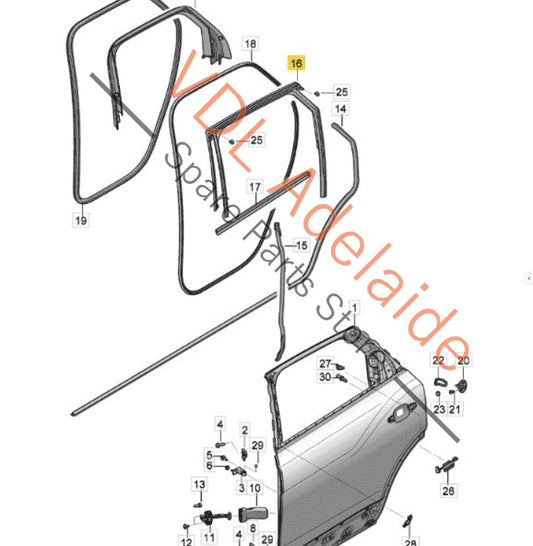 36A837432A 36A839432B  Bentley Bentayga 4V Rear Right Window Seal Gasket Rubber 36A839432A 36A839432B